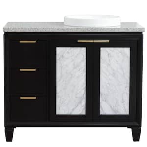 43 in. W x 22 in. D Single Bath Vanity in Black with Granite Vanity Top in Gray with Right White Round Basin