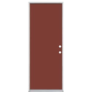 30 in. x 80 in. Flush Left Hand Inswing Red Bluff Painted Steel Prehung Front Exterior Door No Brickmold in Vinyl Frame