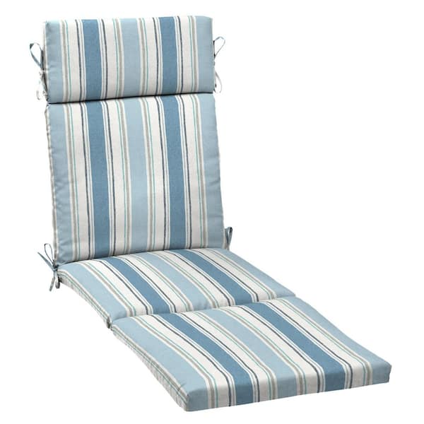 ARDEN 21 in. x 72. in Outdoor Chaise Lounge Cushion in French Blue Linen Stripe