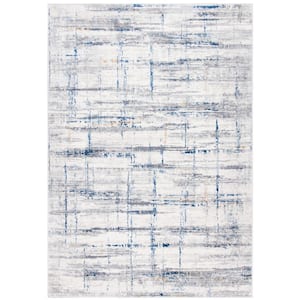 Amelia Gray/Blue 8 ft. x 10 ft. Geometric Striped Area Rug