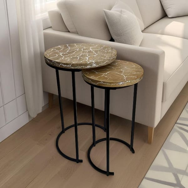 Carolina Chair & Table Electra 14 in. Round Natural Electrified Wood Top Nesting End Table
