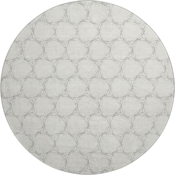 Addison Rugs Mayfield Premium Machine Washable Abstract AMF960 Ivory 8 ft. x 8 ft. Round Rug