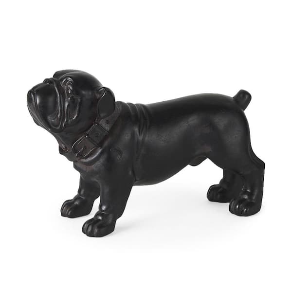 HomeRoots 8 in. Black Resin Bulldog Sculpture