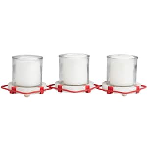 Red Metal Buoy Distressed 3 Linked Candle Holder with White Wood Accents