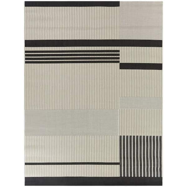 Massimo Charcoal 7 ft. 10 in. x 10 ft. Geometric Indoor/Outdoor Area Rug