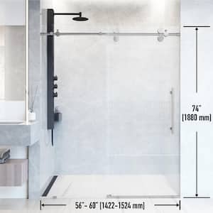 Elan 56 to 60 in. W x 74 in. H Frameless Sliding Shower Door in Chrome with 3/8 in. (10 mm) Clear Glass