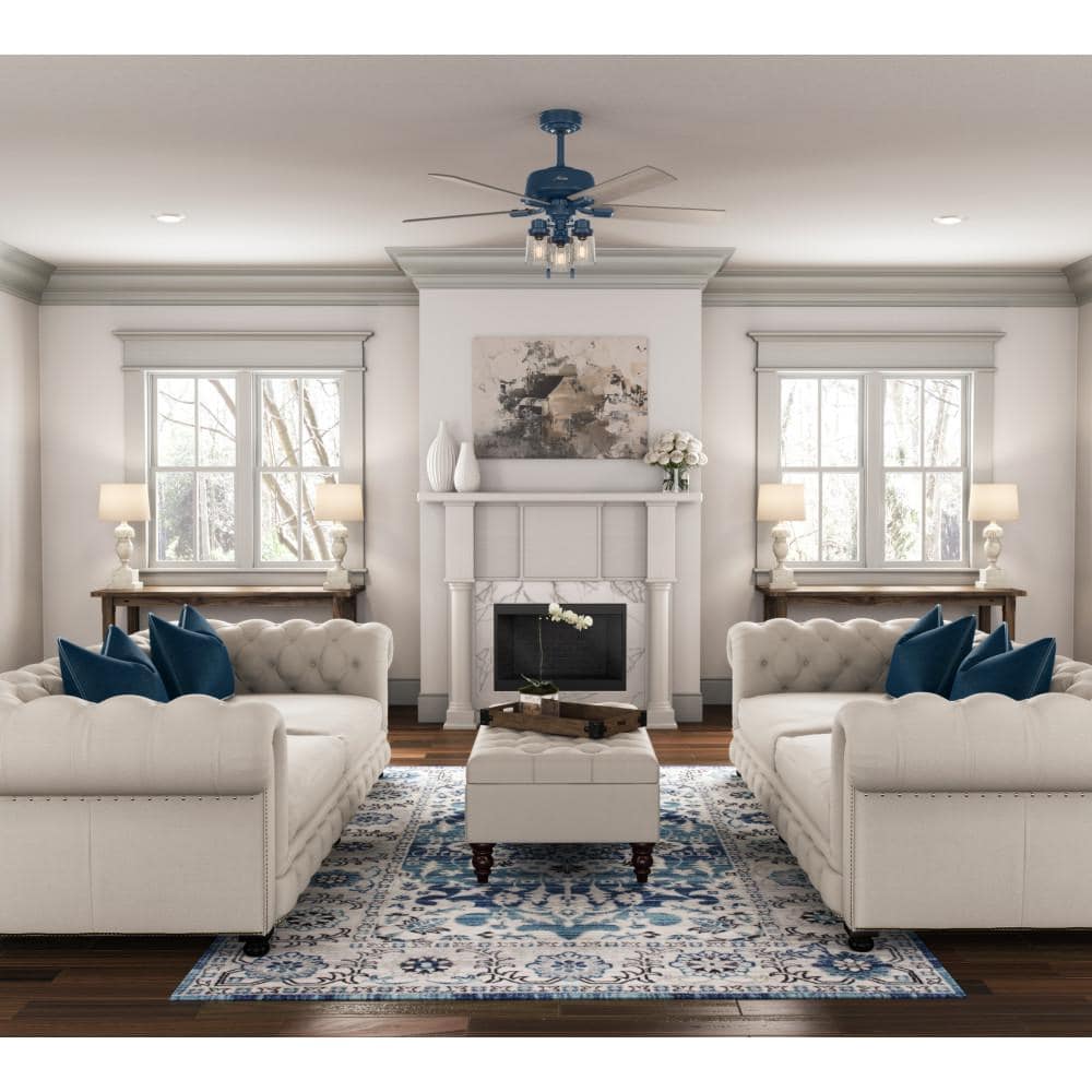 Hunter Hartland 52 in. LED Indoor Indigo Blue Ceiling Fan with