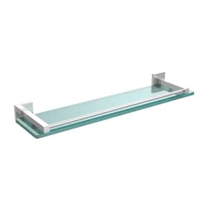 Montero 22 in. L x 2 in. H x 5-3/4 in. W Clear Glass Vanity Bathroom Shelf with Gallery Rail in Polished Chrome