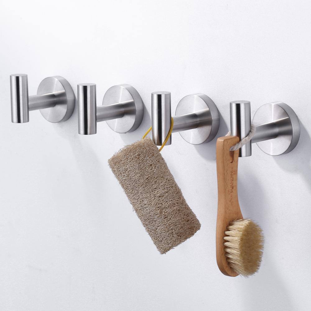 Brushed Nickel Wall Mounted J-Hook Towel Hooks (4-Pack)