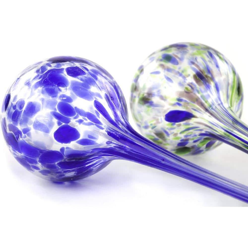 Large Assorted Hand Blown Glass Aqua Globe Set