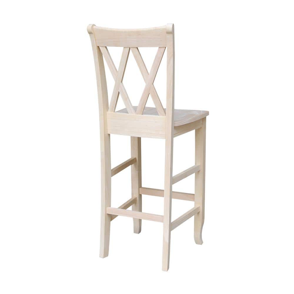 Traditional Elegant Unfinished Parawood 29" Double X-Back Barstool