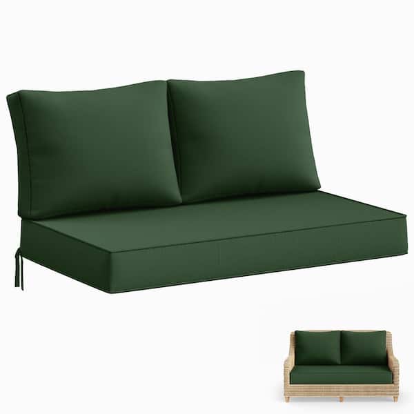 Kimunuk 46 in. x 26 in. x 5 in. Outdoor Patio Replacement Loveseat Sofa Cushion Set with Backrest Green