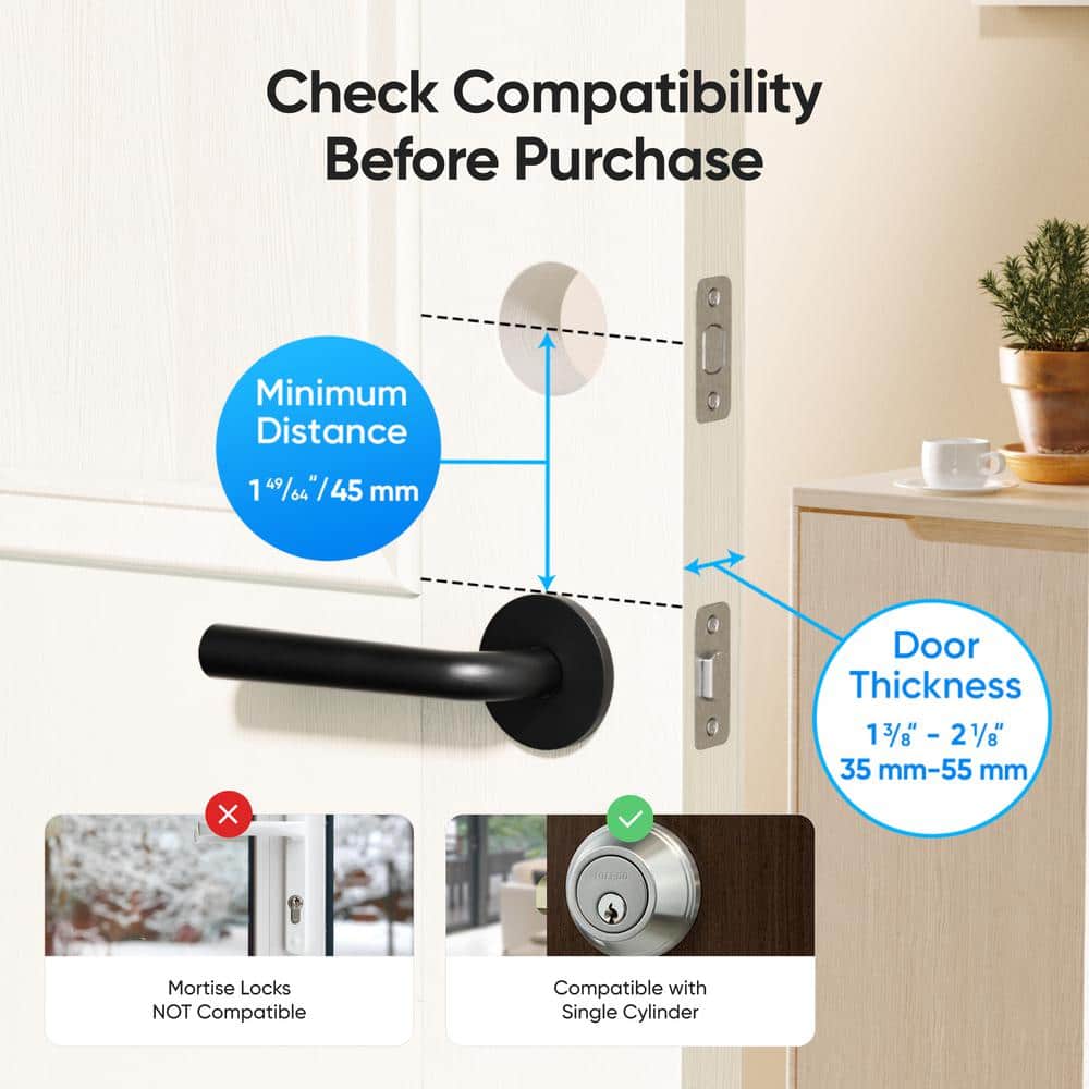 Black Electronic Wi-Fi Deadbolt with Touchscreen