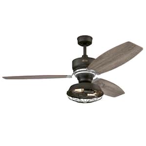 Thurlow LED 54 in. LED Weathered Bronze Ceiling Fan with Light Fixture and Remote Control