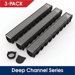 Storm Drain Series 5 in. W x 5.25 in. D x 39.4 in. L Channel Drain Kit with Architectural 316 Stainless Steel (3-Pack)