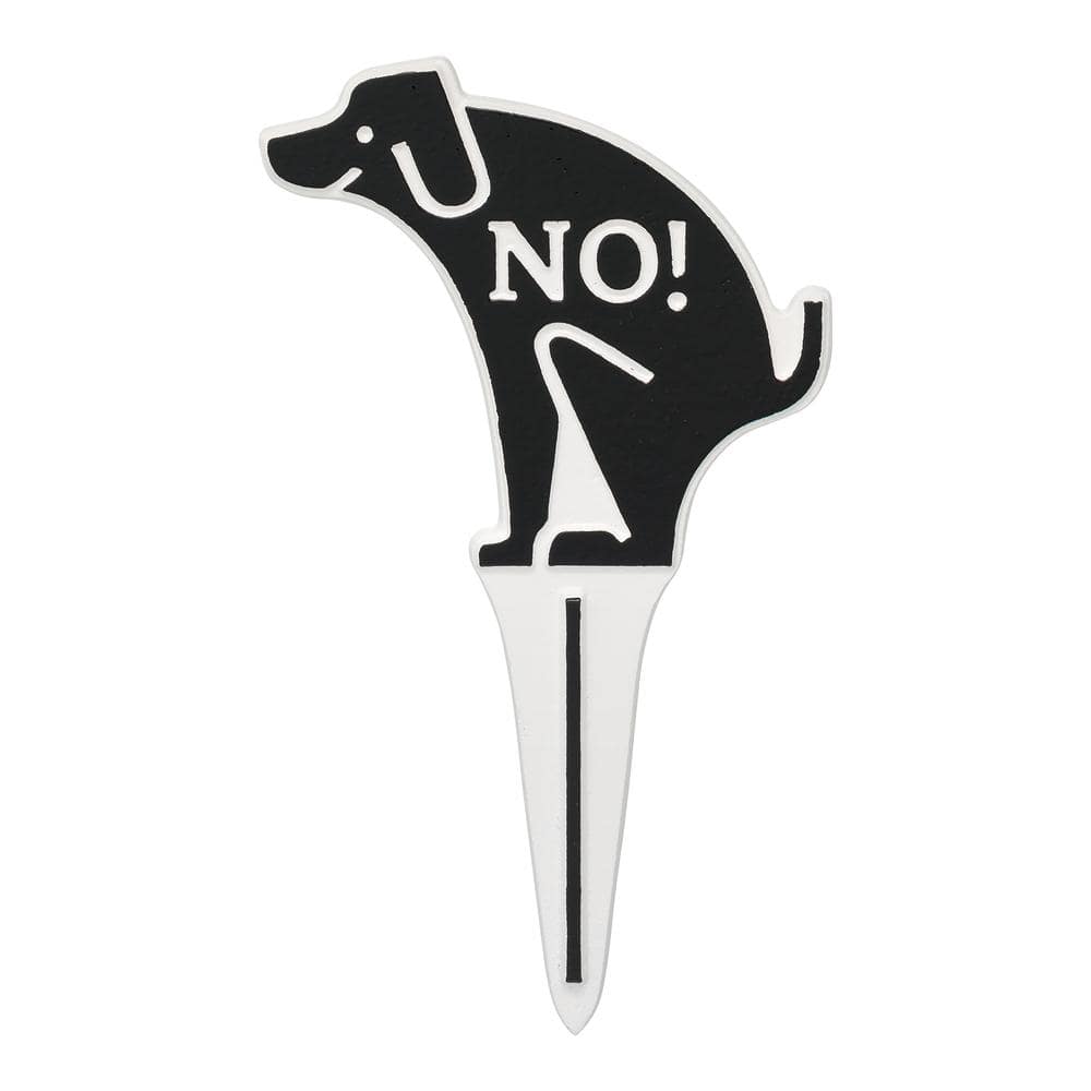 Pet Owner Courtesy Small Round No Poop Dog Silhouette Cast Aluminum Yard Si