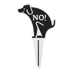 Pet Owner Courtesy Small Round No Poop Dog Silhouette Cast Aluminum Yard Sign