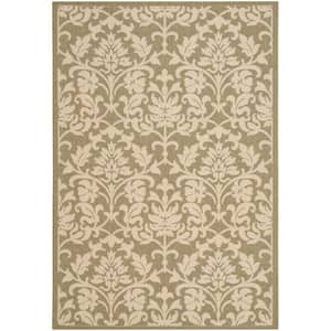 Courtyard Olive/Natural 7 ft. x 10 ft. Floral Indoor/Outdoor Patio  Area Rug
