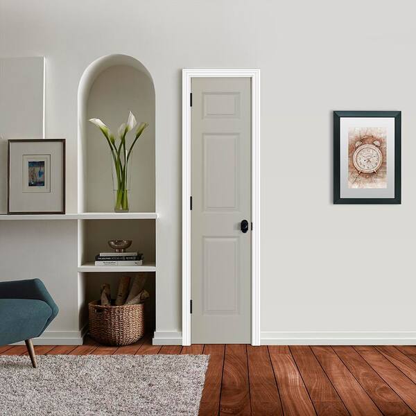 JELD-WEN 18 in. x 80 in. Colonist 6-Panel Light Gray Painted