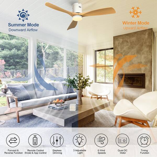 TOZING 52 in. Smart Indoor Modern Wood Low Profile Propeller TOZING 52 in. Smart Indoor Modern Wood Low Profile Propeller
