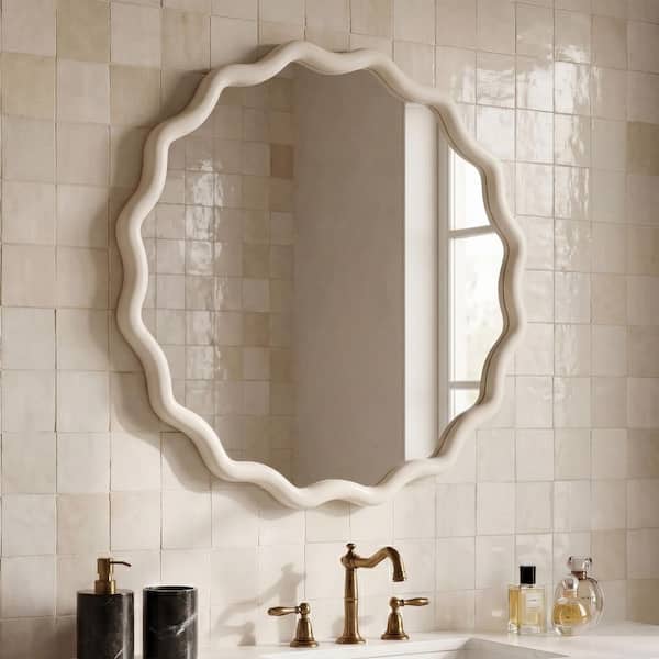 Ximuprmy Natural Wood 36 in. W x 36 in. H Small Round Framed