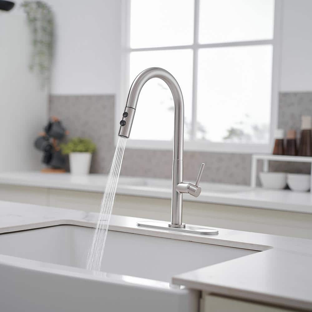 Brushed Nickel High-Arc Pull-Out Spray Kitchen Faucet