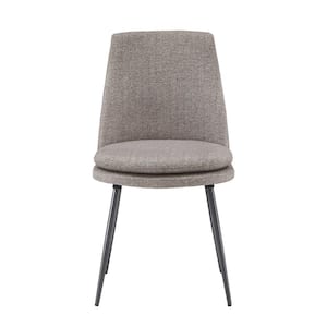 Dark Grey Chenille Fabric Dining Chairs (Set of 2)