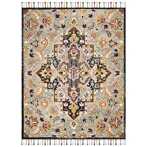 Aspen Gray/Charcoal 8 ft. x 10 ft. Floral Area Rug