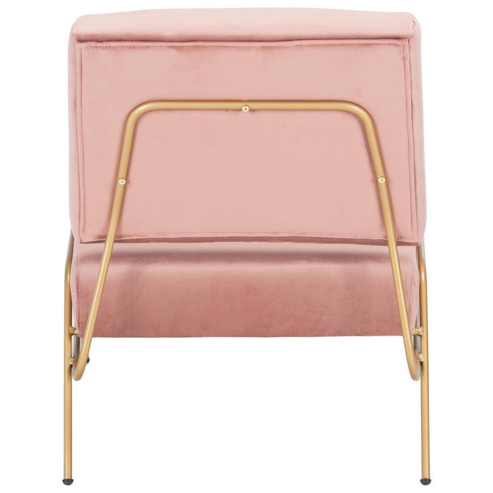 Dusty Rose Velvet and Gold Modern Accent Chair