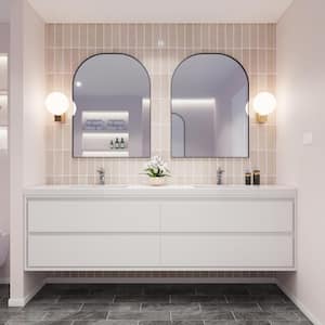 Sage 83 in. W Vanity in High Gloss White with Reinforced Acrylic Vanity Top in White with White Basins
