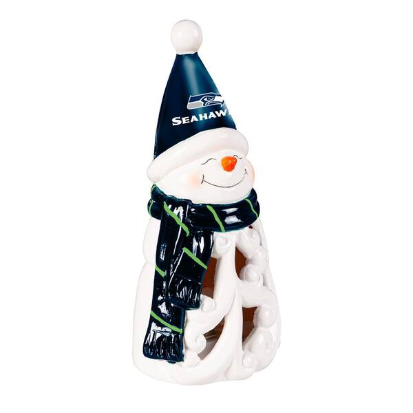 Team Sports America Seattle Seahawks Snowman LED Christmas Garden Statuary, 8 in.