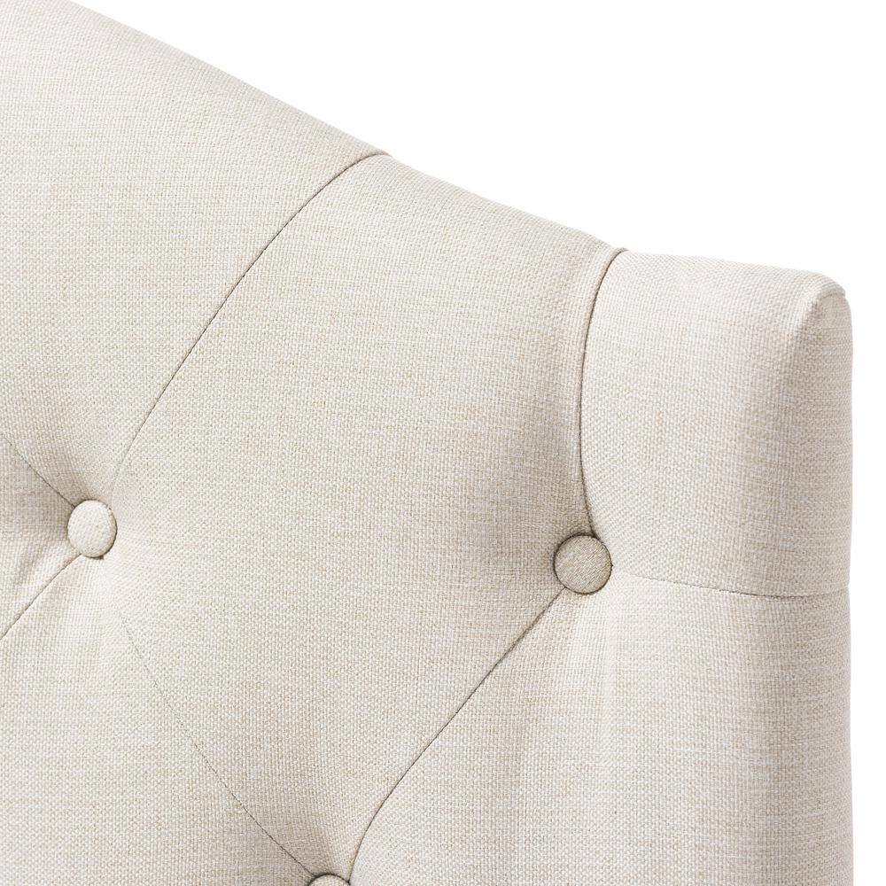 Elegant Beige Leather Tufted Queen Headboard with Adjustable Height