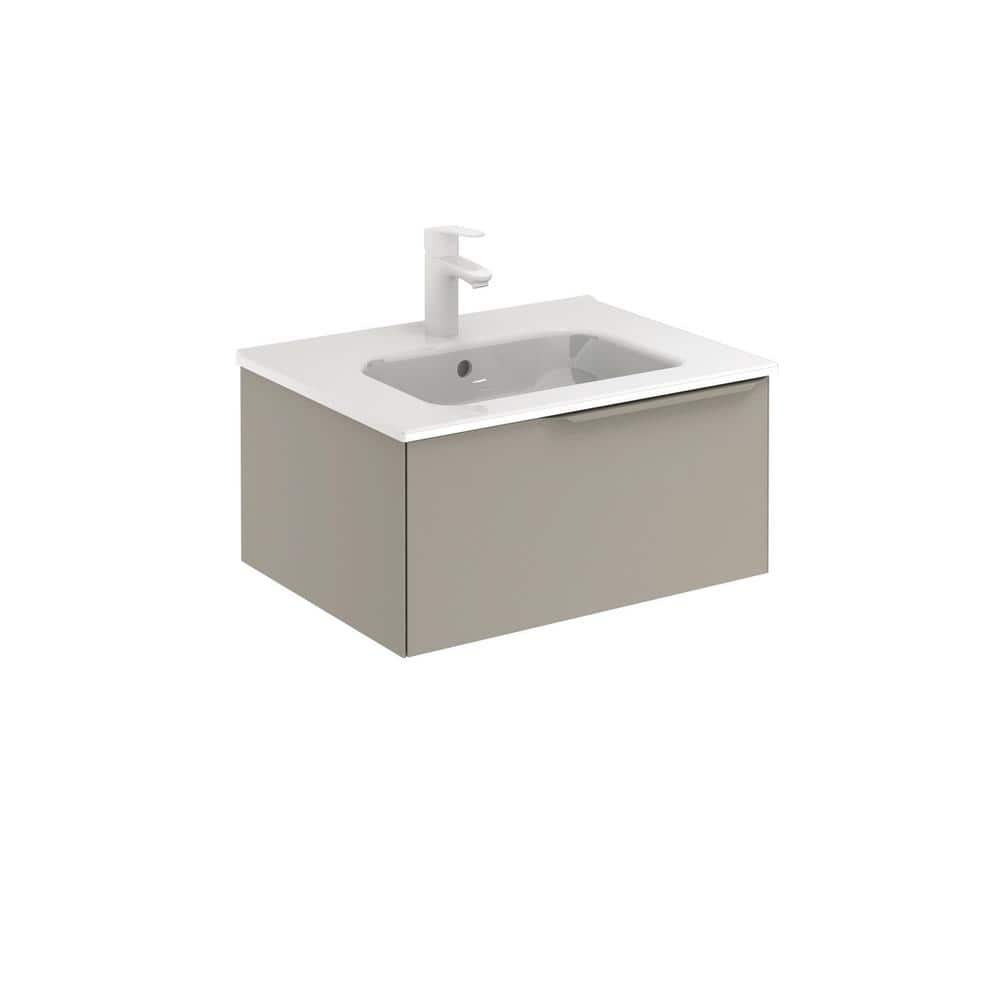 Mio 24 in. W x 18 in. D Bath Vanity One Drawer in Sand Matt with Vanity Top