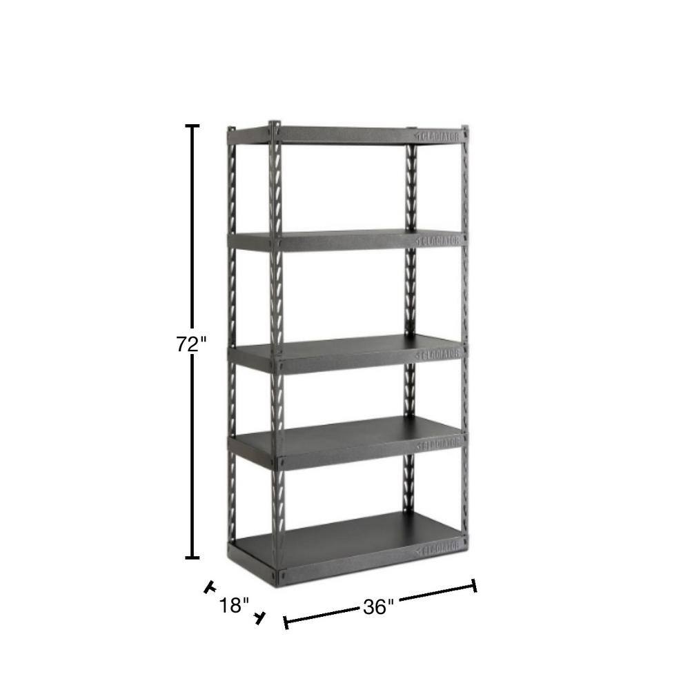 Black Metal 36" Garage Storage Rack with Five Shelves