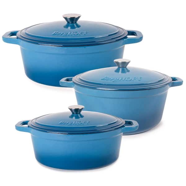 BergHOFF Neo 6-Piece Cast Iron Dutch Oven Cookware Set with Lids, Blue