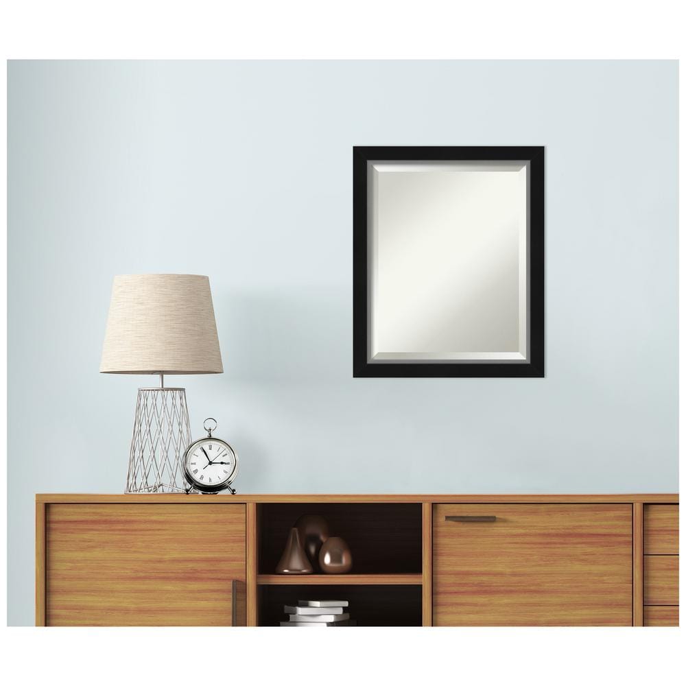 Eva Black Silver Edge 19x23 Beveled Wall Mirror
