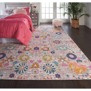 Passion Silver 8 ft. x 10 ft. Persian Floral Vintage Area Rug
