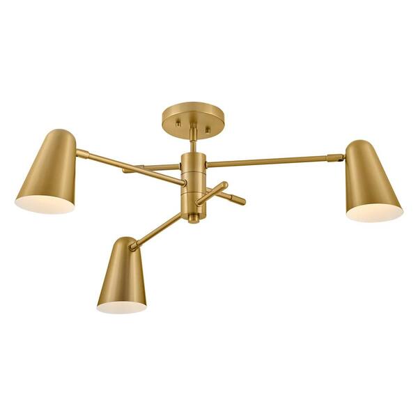 LARK - Birdie 3-Light Lacquered Brass Tier Chandelier