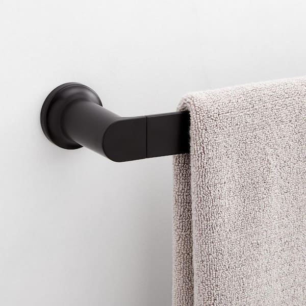 SIGNATURE HARDWARE Berwyn 24 in. Wall Mounted Single Towel Bar in Matte Black