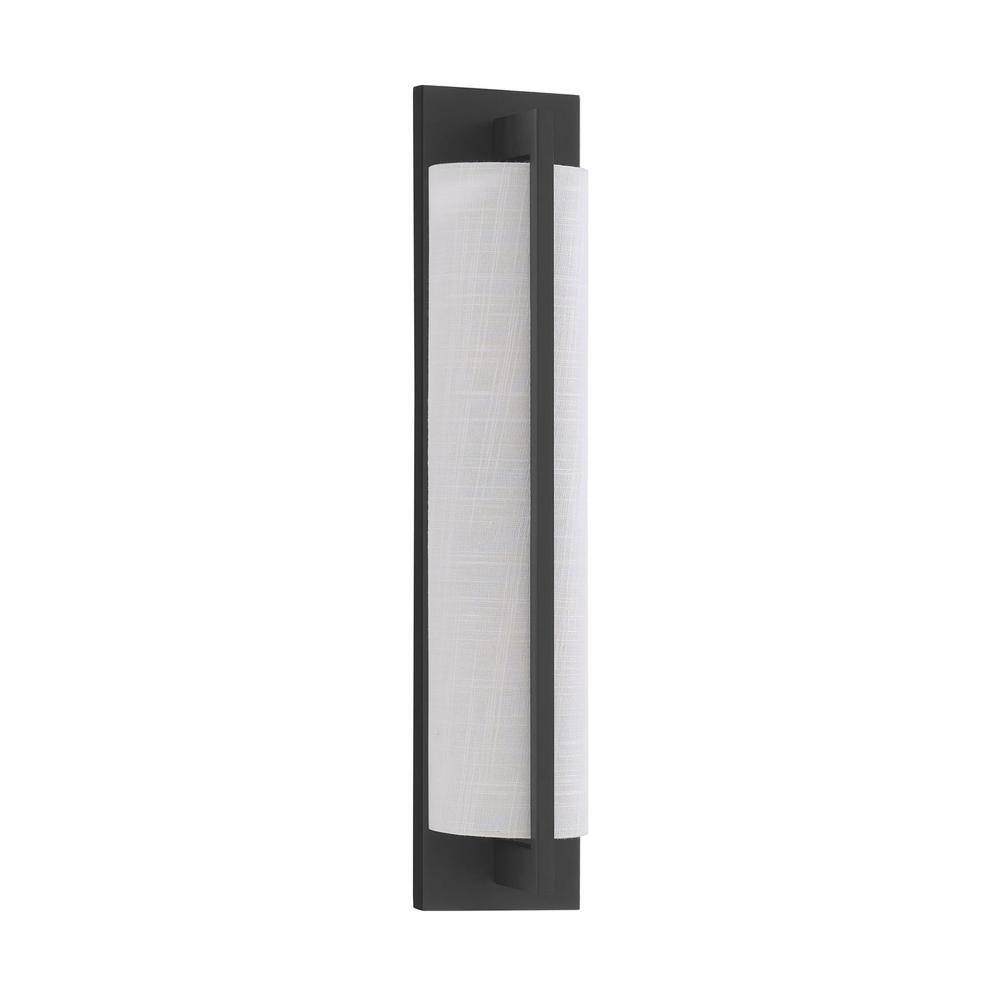 Matte Black and White Fabric 2-Light Dimmable Sconce