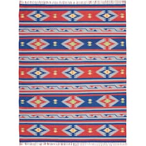 Baja Blue/Red 8 ft. x 10 ft. Tribal Transitional Area Rug