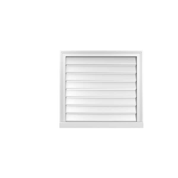 Ekena Millwork 28" x 26" Vertical Surface Mount PVC Gable Vent: Functional with Brickmould Sill Frame