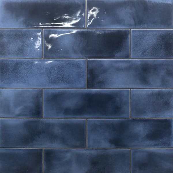 Piston Camp Blue 4 in. x 12 in. 7mm Glazed Ceramic Subway Wall Tile (34-piece 10.97 sq. ft. / box)