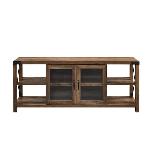 Welwick Designs 60 In Reclaimed Barnwood Composite Tv Stand With Storage Doors Max Size 68 Hd8350 Reclaimed Barnwood Composite Tv Stand, Tv Console Table Size