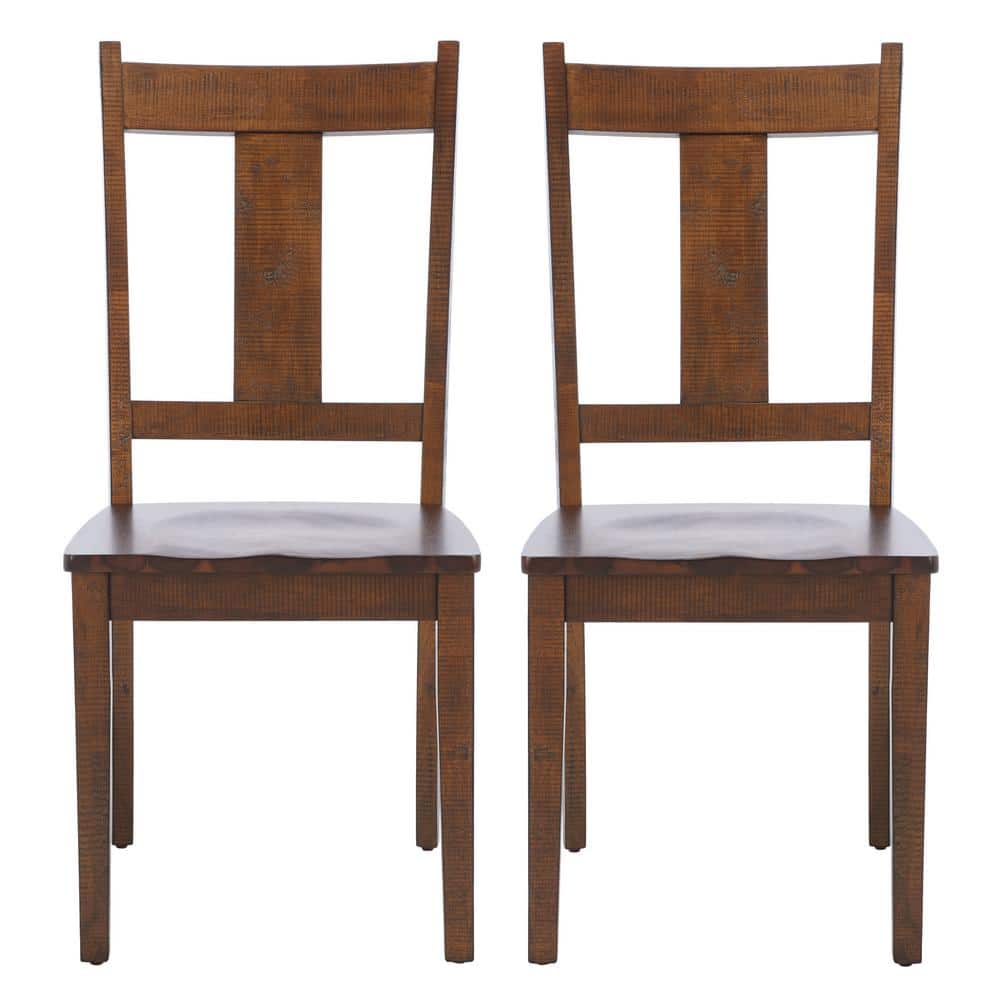 Rustic Café Finish Classic Splat Back Dining Chair Set of 2