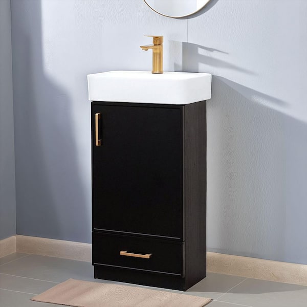 16 in. W x 8 in. D x 20 in. H Floating Light Gray Modern Bathroom Vanity with White Ceramic Sink Top