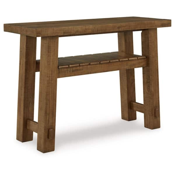 Signature Design By Ashley Mackifeld 48 in. Brown Rectangle Wood Sofa Console Table with Shelf