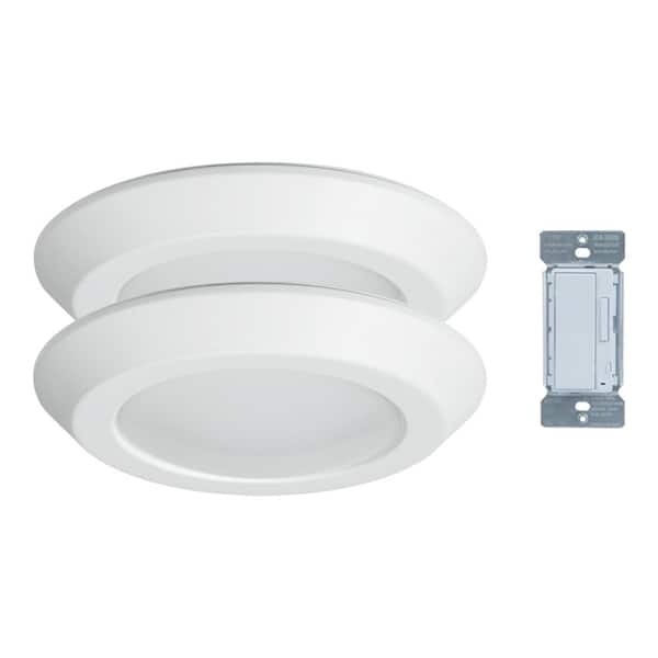 HALO 6 in. Tunable CCT Smart Integrated LED White Recessed Light Trim and In-Wall Accessory Dimmer use w/Home Lights (2-Pack)