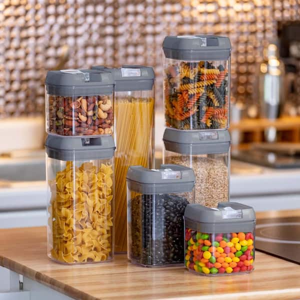 7-piece Plastic Stackable Airtight Food Storage Container Set - White