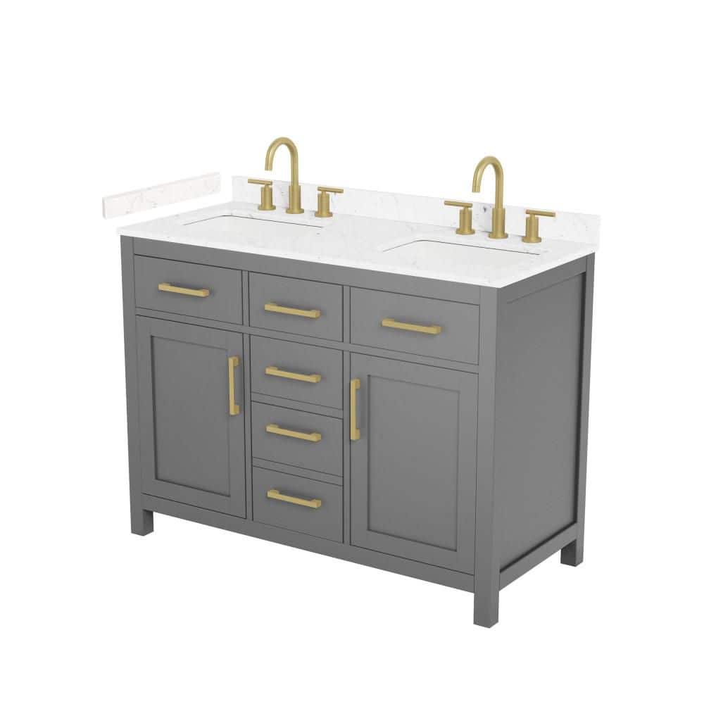 Beckett 48 in. Double Freestanding Dark Gray Bath Vanity with Top price history on PriceWatchPro